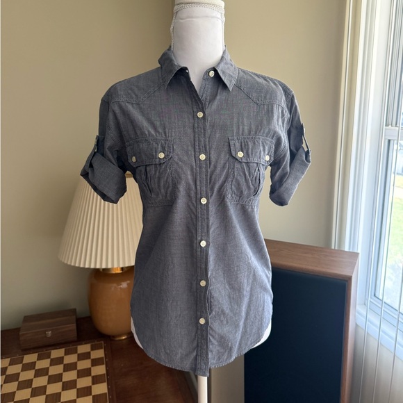Rubbish Tops - Rubbish Nordstrom Gray Chambray Roll Tab Button Down Shirt XS